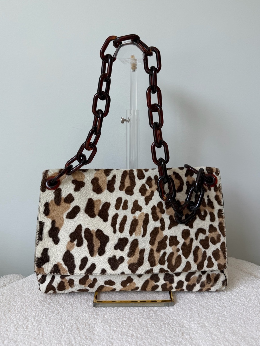 PRADA vintage leopard print Prada pony hair calf hair shoulder bag